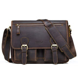 Contact'S Genuine Crazy Horse Cowhide Leather Men Messenger Bag For Laptop Male Vintage Tote