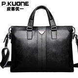 P.Kuone Brand Designer Men Handbags Shoulder Bag Leather Luxury Briefcase Messenger Bags For Men