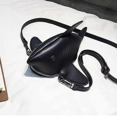 Funny Shark Women Shoulder Bags Cartoon Chain Messenger Bag Ladies Lovely Pu Leather Phone Bag