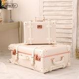 2018 New Girl Travel Suitcase Luggage Pu Genuine Leather Spinner Rolling Luggage Leather Luggage