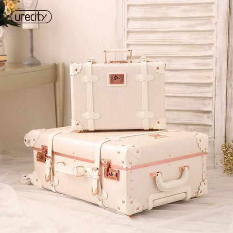 2018 New Girl Travel Suitcase Luggage Pu Genuine Leather Spinner Rolling Luggage Leather Luggage