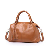 Bags Handbags Women Famous Brands Soft Genuine Cow Leather Tassel Tote Bag Lady Casual Messenger