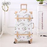 2018 New Retro Luggage Rolling Suitcase Large Suitcase Brand Leather Lggage Floral Big Suitcase