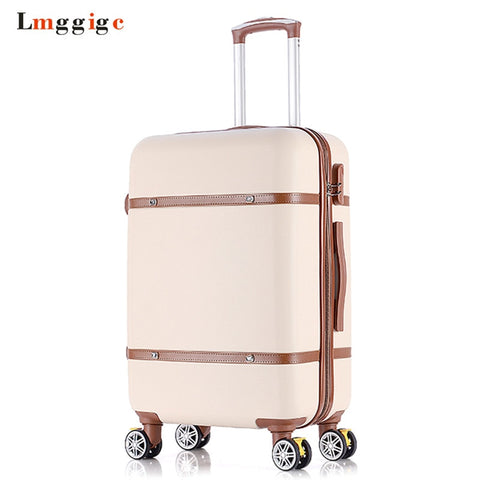 Vintage Travel Suitcase,Rolling Luggage Bag,Women Trolley Case With Wheel, Abs Shell Hardcase Box