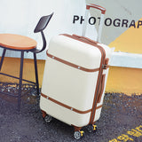 Vintage Travel Suitcase,Rolling Luggage Bag,Women Trolley Case With Wheel, Abs Shell Hardcase Box