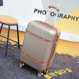 Vintage Travel Suitcase,Rolling Luggage Bag,Women Trolley Case With Wheel, Abs Shell Hardcase Box