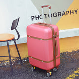 Vintage Travel Suitcase,Rolling Luggage Bag,Women Trolley Case With Wheel, Abs Shell Hardcase Box