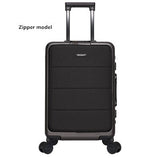 Aluminum Frame Rolling Travel Luggage, Zipper Wheel Suitcase With Laptop Bag
