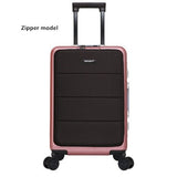 Aluminum Frame Rolling Travel Luggage, Zipper Wheel Suitcase With Laptop Bag