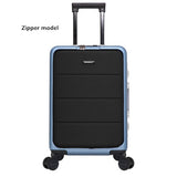 Aluminum Frame Rolling Travel Luggage, Zipper Wheel Suitcase With Laptop Bag