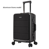 Aluminum Frame Rolling Travel Luggage, Zipper Wheel Suitcase With Laptop Bag