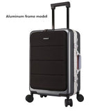 Aluminum Frame Rolling Travel Luggage, Zipper Wheel Suitcase With Laptop Bag