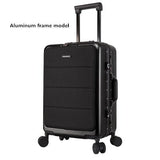Aluminum Frame Rolling Travel Luggage, Zipper Wheel Suitcase With Laptop Bag