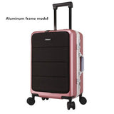 Aluminum Frame Rolling Travel Luggage, Zipper Wheel Suitcase With Laptop Bag
