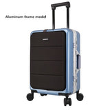 Aluminum Frame Rolling Travel Luggage, Zipper Wheel Suitcase With Laptop Bag
