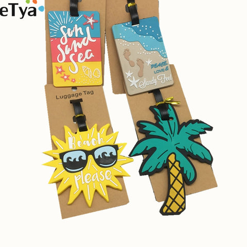 Etya Luggage Tag Silicone Cartoon Cute Fruits Food Beach Style Suitcase Tags Name Address Holder