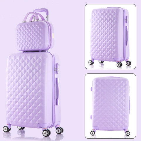 Korea Fashion 14 28Inches Abs+Pc Travel Luggage Bags Sets On 8-Universal Wheels,Girl Candy Color