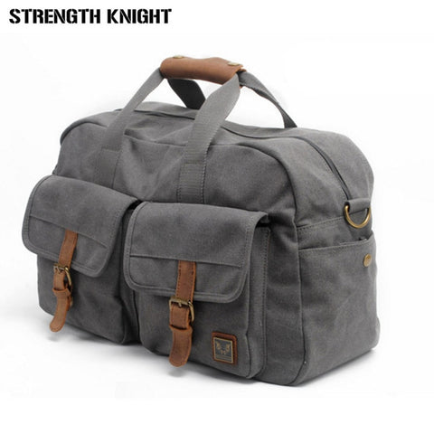 Vintage Retro Military Canvas Leather Men Travel Bags Luggage Bags Men Duffle Bags Leather