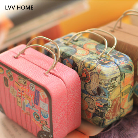 Lvv Home Retro Portable Stud Earrings Storage Box/Creative Iron Mini Luggage Candy Box Earphone Box