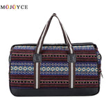Canvas Women Ethnic Printed Travel Luggage Totes Girls Zipper Large Capacity Travel Bag Large