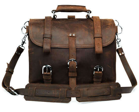 Vintage Carzy Horse Genuine Cowhide Leather Men Briefcase, Luxury Quality Solid Thick Genuine