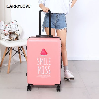 Carrylove High Quality Luggage 20/24 Size Princess  Pc Rolling Luggage Spinner Brand Travel