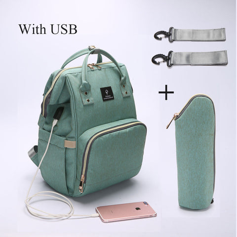 Mummy Maternity Nappy Bag With Usb Interface Large Capacity Waterproof Nappy Bag Kits Backpack