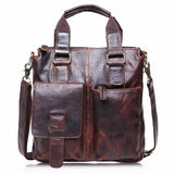 Vintage Buffalo Leather Messenger Satchel Laptop Briefcase Men'S Bag Crazy Brown