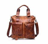 Vintage Buffalo Leather Messenger Satchel Laptop Briefcase Men'S Bag Crazy Brown