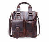 Vintage Buffalo Leather Messenger Satchel Laptop Briefcase Men'S Bag Crazy Brown
