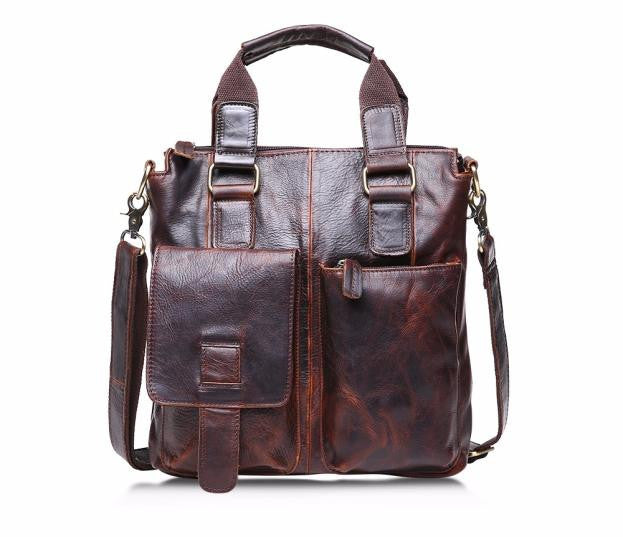 Vintage Buffalo Leather Messenger Satchel Laptop Briefcase Men'S Bag Crazy Brown