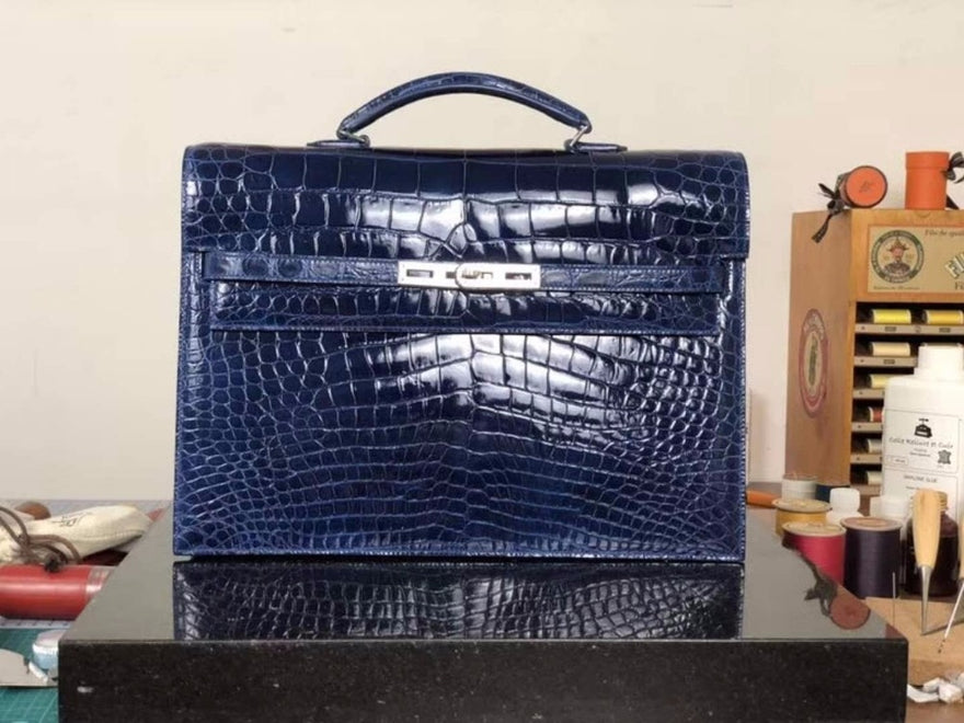 2018 Newly Production High Glossy Shinny Genuine/Real 100% Crocodile Belly Skin Briefcase