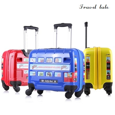 Travel Tale Cartoon Children Bus Car Abs+Pc Rolling Luggage Spinner Brand Travel Suitcase Fashion