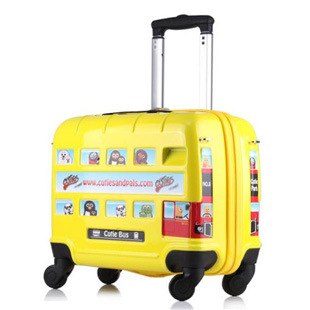 Travel Tale Cartoon Children Bus Car Abs+Pc Rolling Luggage Spinner Brand Travel Suitcase Fashion