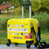 Travel Tale Cartoon Children Bus Car Abs+Pc Rolling Luggage Spinner Brand Travel Suitcase Fashion