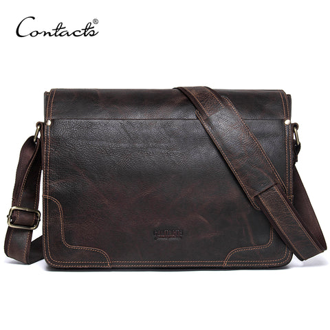 Contact'S Genuine Leather Messenger Bags Men'S Bolsa Male Bag Over The Shoulder Man Crossbody Bag