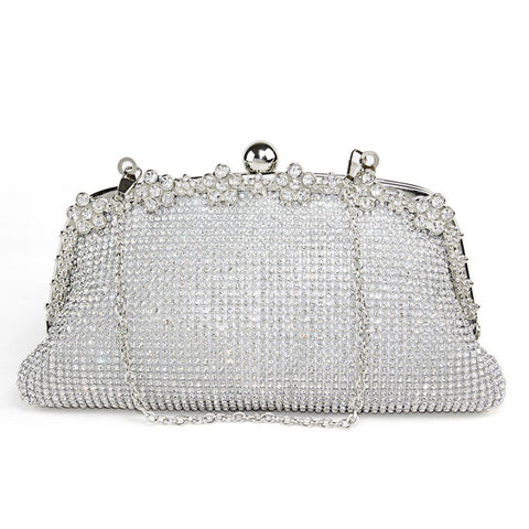 Double-Sided Sparkling Shinning Crystal Wedding Evening Clutch Purse Handbag