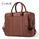 Contact'S Brand Briefcases Genuine Leather Men Messenger Bags New Fashion Male Shoulder Portfolio