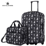 Davidjones Wheel Travel Suitcase Set Carry On Trolley Bag Fixed Cabin Large Luggage Bag Girl