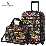 Davidjones Wheel Travel Suitcase Set Carry On Trolley Bag Fixed Cabin Large Luggage Bag Girl