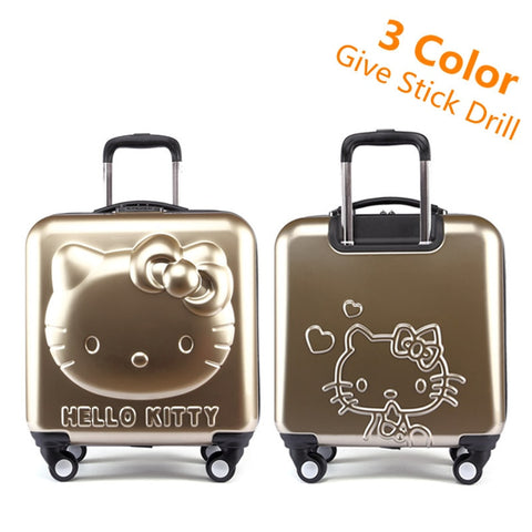 Lovely Hello Kitty Luggage Children Trolley Travel Bag 18 Inch Cartoon Kids Suitcases Hello Kitty