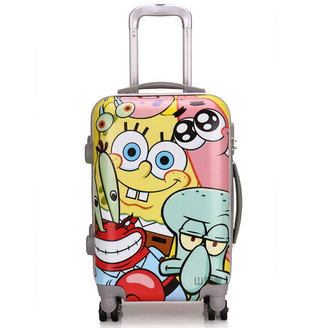 Spongebob Squarepants Cartoon Child Travel Suitcase Abs+Pc Universal Wheels  Women Trolley