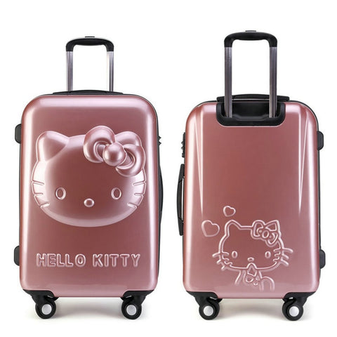 Girls Hello Kitty Trolley Suitcase 3D Cartoon Trolley Luggage Bag Women Hard Shell Luggage 24"
