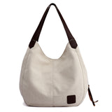 Fashion Women Vintage Canvas Handbags Shoulder Bags Large Capacity Multi-Pockets Casual Ladies