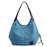 Fashion Women Vintage Canvas Handbags Shoulder Bags Large Capacity Multi-Pockets Casual Ladies