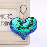 Cute Women Heart Keychain Glitter Sequins Key Ring For Women Handbag Purse Pendants Holder