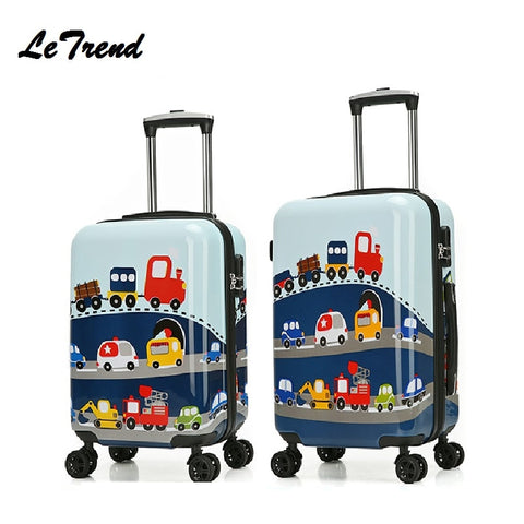 Letrend Cute Fish Rolling Luggage Spinner Kids Children Cartton Backpack Trolley Suitcase Wheels