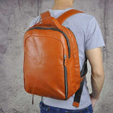 Men Crazy Horse Cowhide Backpack Daypack High Quality Knapsack Large Capacity Genuine Leather