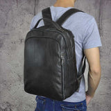 Men Crazy Horse Cowhide Backpack Daypack High Quality Knapsack Large Capacity Genuine Leather