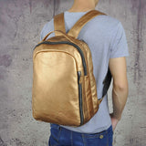 Men Crazy Horse Cowhide Backpack Daypack High Quality Knapsack Large Capacity Genuine Leather